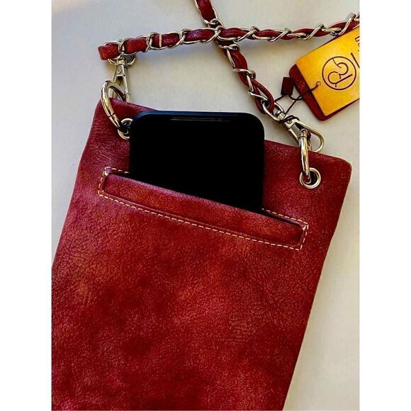 NWT PG Collection Woman’s Plum Leather Bling Cross Cell Phone Purse - Picture 9 of 11